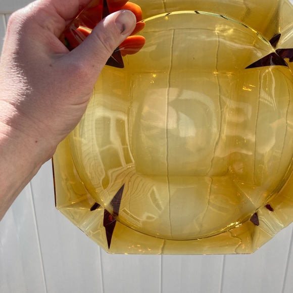Vintge art glass  heavy MCM amber / honey ashtray - Picture 5 of 7